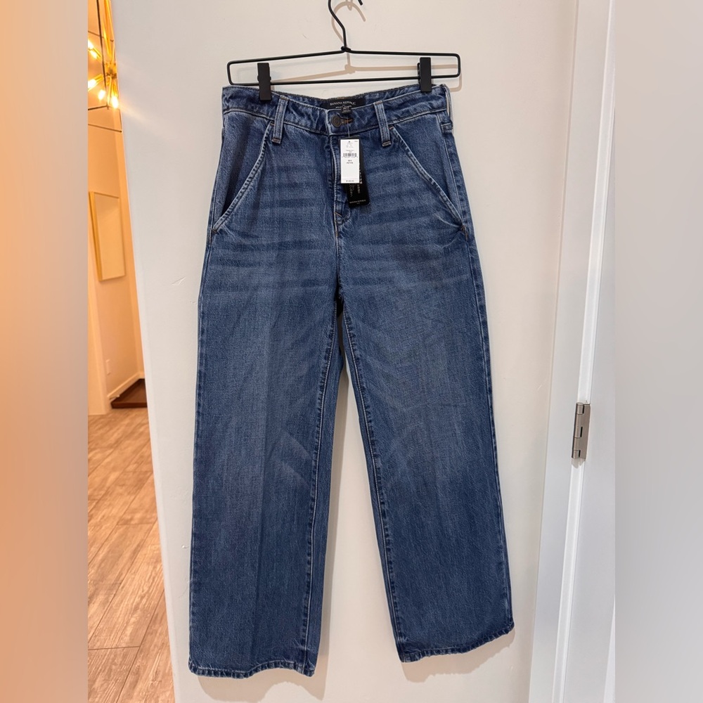 Banana Republic Lux High-Rise Wide-Leg Trouser Jeans Petite 26 NWT